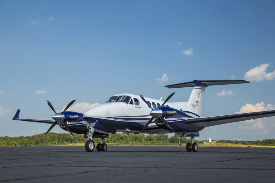 King Air 260 exterior on ground with engines off