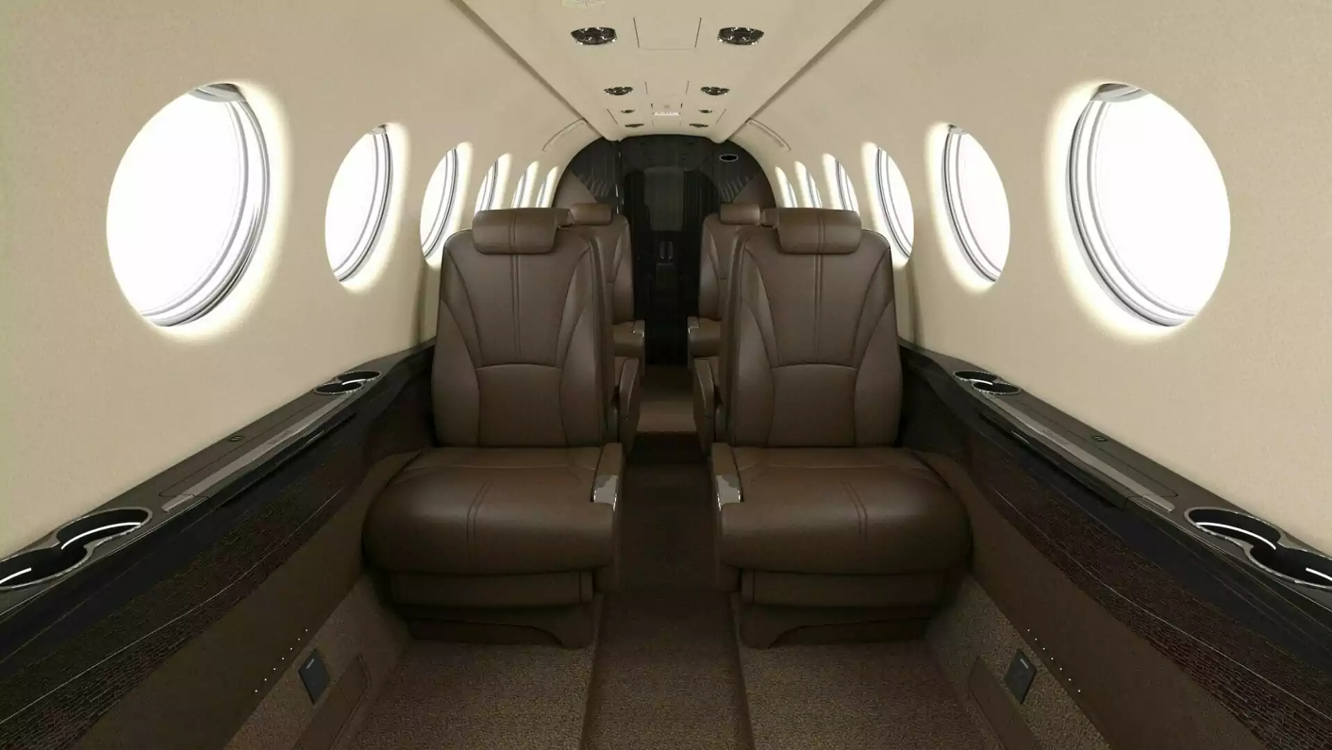 Beechcraft King Air 360 interieur bruin leer