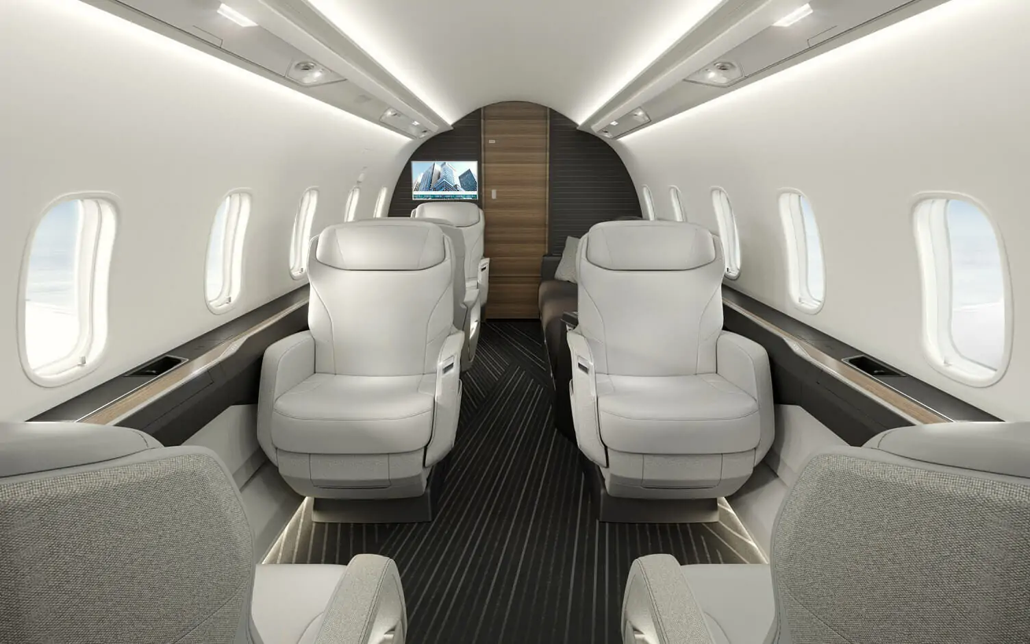 Bombardier Challenger Configuração de clube de assentos brancos de cabine interna de 3500