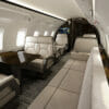 Bombardier Challenger 650 Interior, cream leather divan, club seats and conference area