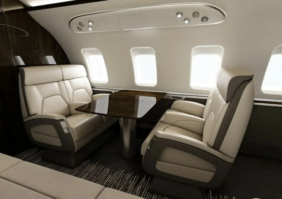 Bombardier Challenger 650 Interior, four seats in aft of cabin