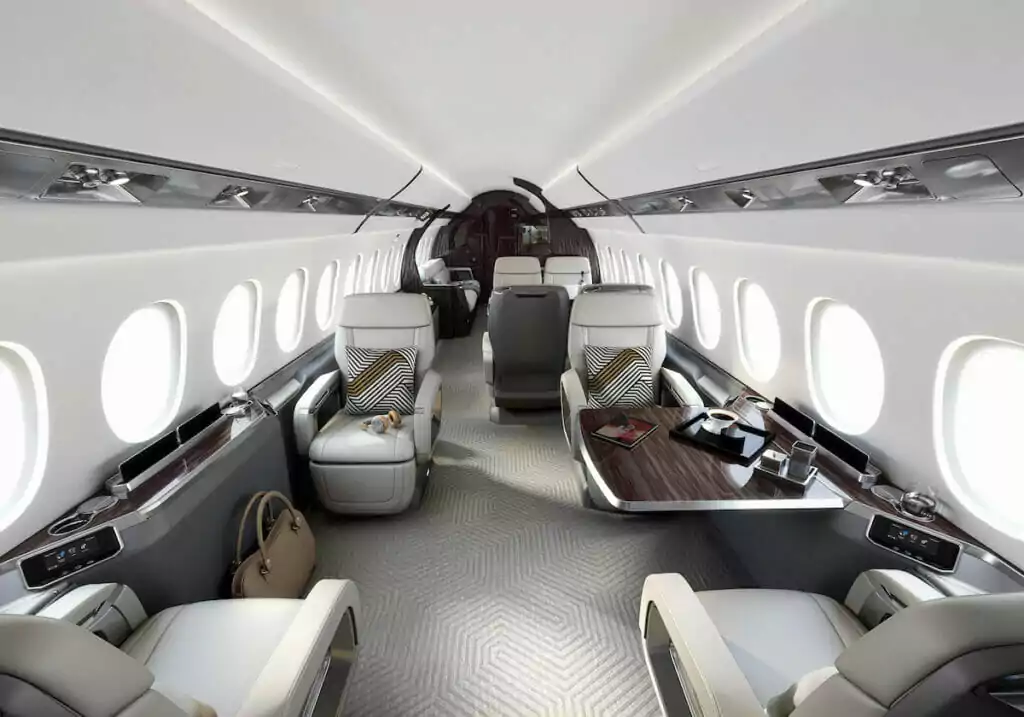 Falcon 6x spacious cabin interior view