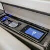 Embraer Legacy 500 sat phone and cabin management system touchscreen controls in side panel