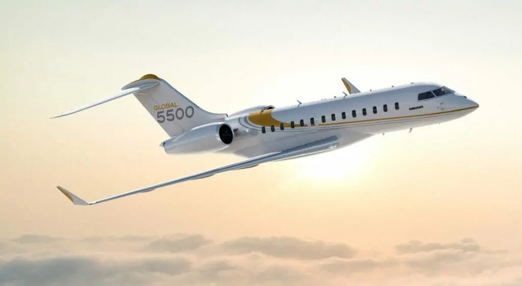 Bombardier Global 5500 Екстериор Круиз по залез слънце