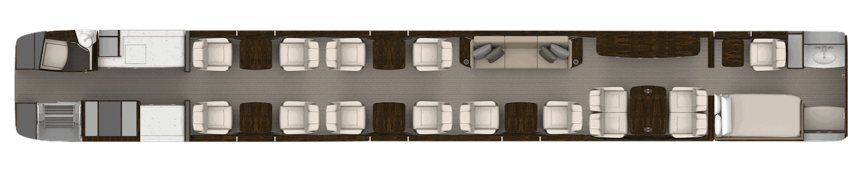 Cabin layout 3 of Gulfstream G700 cabin