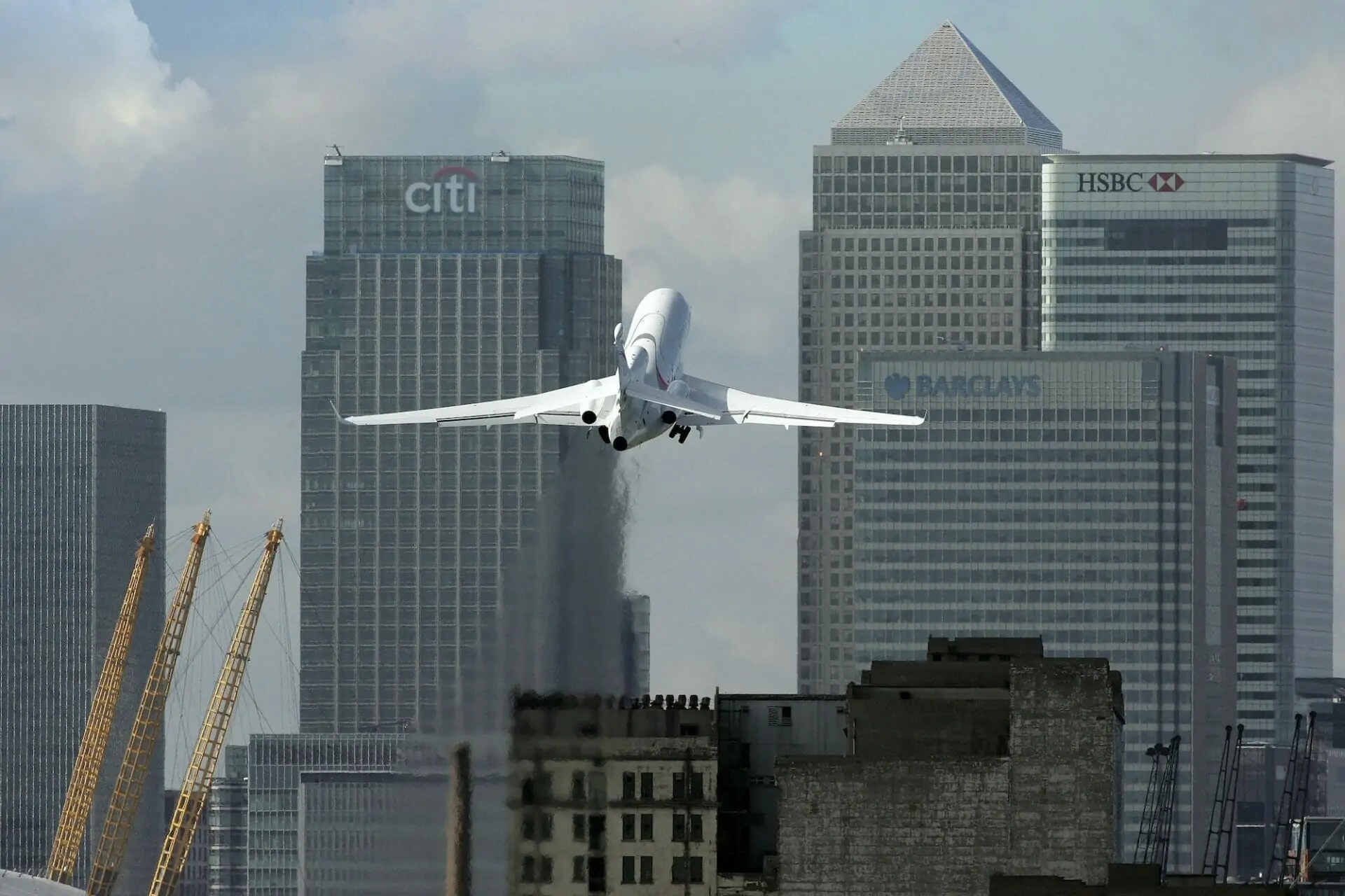 Dassault Falcon 8X taking off from London City airport