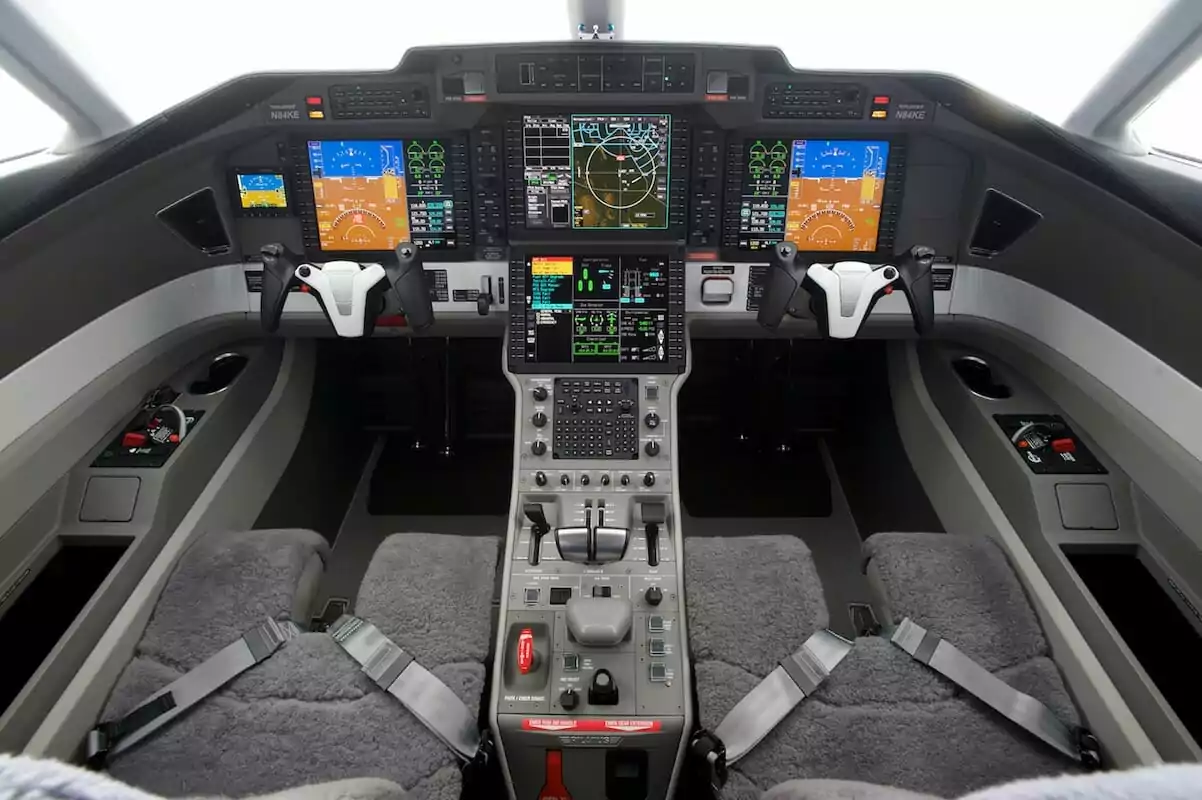 Pilatus PC-24 Cockpit with flight displays turned on