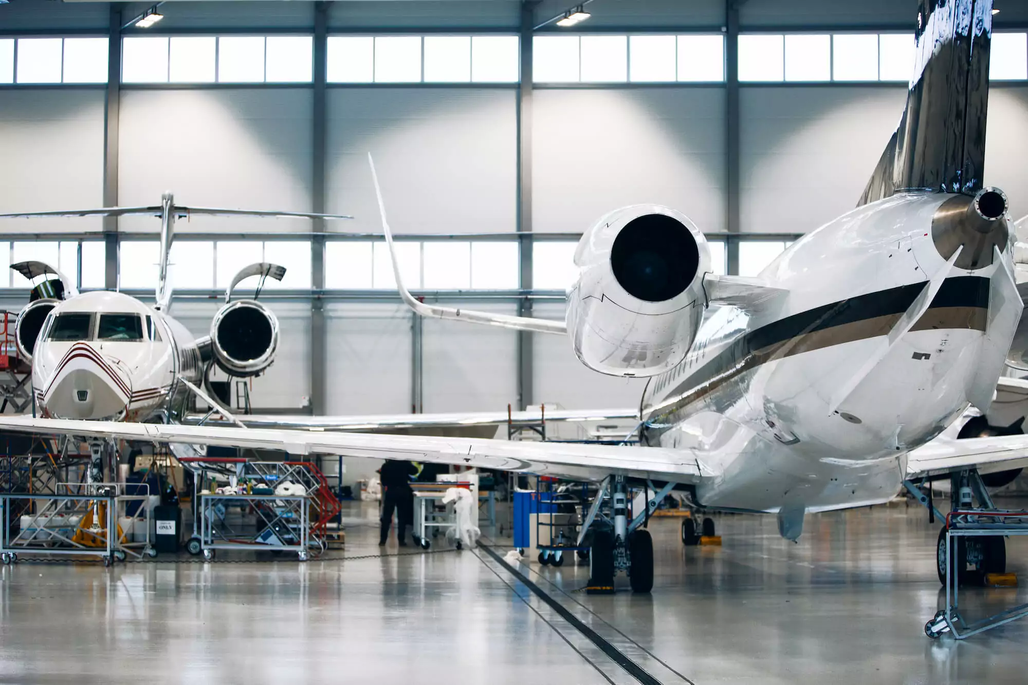 Aircraft in maintenance hangar - using artificial intelligence for predictive private jet maintenance